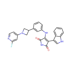 O=C1NC(=O)C(c2c[nH]c3ccccc23)=C1Nc1cccc(C2CN(c3ccnc(F)c3)C2)c1 ZINC000103271358