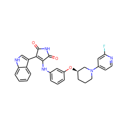 O=C1NC(=O)C(c2c[nH]c3ccccc23)=C1Nc1cccc(O[C@@H]2CCCN(c3ccnc(F)c3)C2)c1 ZINC000103271419