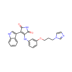 O=C1NC(=O)C(c2c[nH]c3ccccc23)=C1Nc1cccc(OCCCn2ccnc2)c1 ZINC000103271361