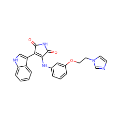 O=C1NC(=O)C(c2c[nH]c3ccccc23)=C1Nc1cccc(OCCn2ccnc2)c1 ZINC000103271364