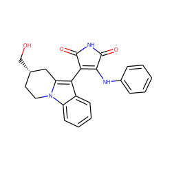 O=C1NC(=O)C(c2c3n(c4ccccc24)CC[C@H](CO)C3)=C1Nc1ccccc1 ZINC000034034928