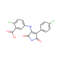 O=C1NC(=O)C(c2ccc(Cl)cc2)=C1Nc1ccc(Cl)c(C(=O)O)c1 ZINC000014946026