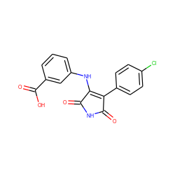 O=C1NC(=O)C(c2ccc(Cl)cc2)=C1Nc1cccc(C(=O)O)c1 ZINC000014946020