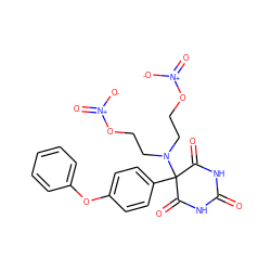 O=C1NC(=O)C(c2ccc(Oc3ccccc3)cc2)(N(CCO[N+](=O)[O-])CCO[N+](=O)[O-])C(=O)N1 ZINC000084710887