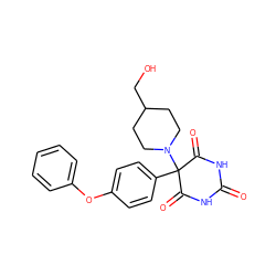 O=C1NC(=O)C(c2ccc(Oc3ccccc3)cc2)(N2CCC(CO)CC2)C(=O)N1 ZINC000084733848