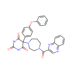 O=C1NC(=O)C(c2ccc(Oc3ccccc3)cc2)(N2CCCN(C(=O)c3cnc4ccccc4n3)CC2)C(=O)N1 ZINC000072107689