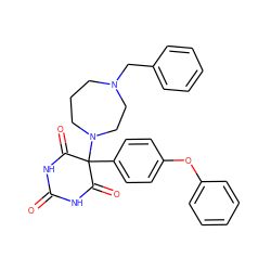 O=C1NC(=O)C(c2ccc(Oc3ccccc3)cc2)(N2CCCN(Cc3ccccc3)CC2)C(=O)N1 ZINC000072105487