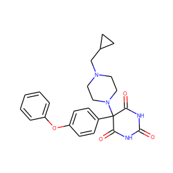 O=C1NC(=O)C(c2ccc(Oc3ccccc3)cc2)(N2CCN(CC3CC3)CC2)C(=O)N1 ZINC000072106429