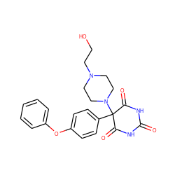 O=C1NC(=O)C(c2ccc(Oc3ccccc3)cc2)(N2CCN(CCO)CC2)C(=O)N1 ZINC000084724993