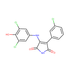 O=C1NC(=O)C(c2cccc(Cl)c2)=C1Nc1cc(Cl)c(O)c(Cl)c1 ZINC000014946009