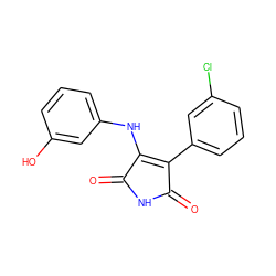 O=C1NC(=O)C(c2cccc(Cl)c2)=C1Nc1cccc(O)c1 ZINC000014945993