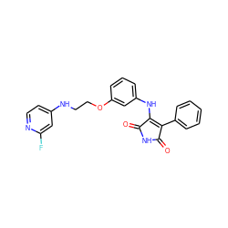 O=C1NC(=O)C(c2ccccc2)=C1Nc1cccc(OCCNc2ccnc(F)c2)c1 ZINC000103271410