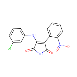 O=C1NC(=O)C(c2ccccc2[N+](=O)[O-])=C1Nc1cccc(Cl)c1 ZINC000014945984