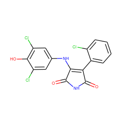 O=C1NC(=O)C(c2ccccc2Cl)=C1Nc1cc(Cl)c(O)c(Cl)c1 ZINC000014946006