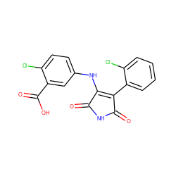 O=C1NC(=O)C(c2ccccc2Cl)=C1Nc1ccc(Cl)c(C(=O)O)c1 ZINC000014946023