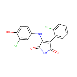 O=C1NC(=O)C(c2ccccc2Cl)=C1Nc1ccc(O)c(Cl)c1 ZINC000014946000