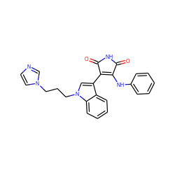 O=C1NC(=O)C(c2cn(CCCn3ccnc3)c3ccccc23)=C1Nc1ccccc1 ZINC000028385299