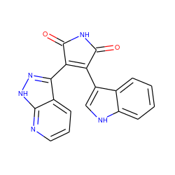 O=C1NC(=O)C(c2n[nH]c3ncccc23)=C1c1c[nH]c2ccccc12 ZINC000103233913