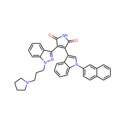 O=C1NC(=O)C(c2nn(CCCN3CCCC3)c3ccccc23)=C1c1cn(-c2ccc3ccccc3c2)c2ccccc12 ZINC000028111765