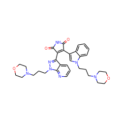 O=C1NC(=O)C(c2nn(CCCN3CCOCC3)c3ncccc23)=C1c1cn(CCCN2CCOCC2)c2ccccc12 ZINC000103233905