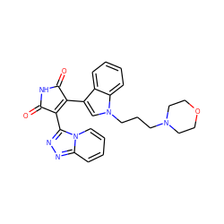 O=C1NC(=O)C(c2nnc3ccccn23)=C1c1cn(CCCN2CCOCC2)c2ccccc12 ZINC000299857341