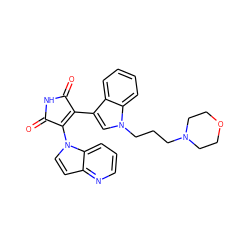 O=C1NC(=O)C(n2ccc3ncccc32)=C1c1cn(CCCN2CCOCC2)c2ccccc12 ZINC000043012456