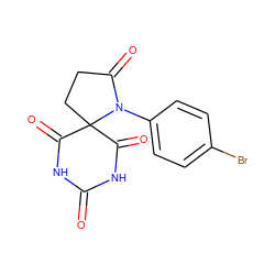 O=C1NC(=O)C2(CCC(=O)N2c2ccc(Br)cc2)C(=O)N1 ZINC000003819189