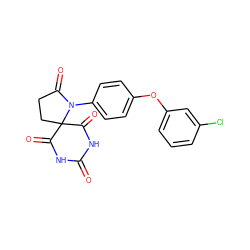 O=C1NC(=O)C2(CCC(=O)N2c2ccc(Oc3cccc(Cl)c3)cc2)C(=O)N1 ZINC000028136744