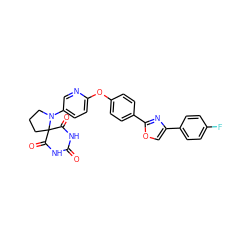 O=C1NC(=O)C2(CCCN2c2ccc(Oc3ccc(-c4nc(-c5ccc(F)cc5)co4)cc3)nc2)C(=O)N1 ZINC000003819268