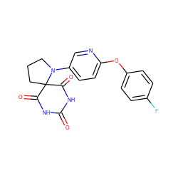 O=C1NC(=O)C2(CCCN2c2ccc(Oc3ccc(F)cc3)nc2)C(=O)N1 ZINC000028960367