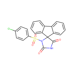 O=C1NC(=O)C2(c3ccccc3-c3ccccc32)N1S(=O)(=O)c1ccc(Cl)cc1 ZINC000299852747