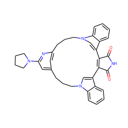 O=C1NC(=O)C2=C1c1cn(c3ccccc13)CCCc1cc(nc(N3CCCC3)c1)CCCn1cc2c2ccccc21 ZINC000028881958