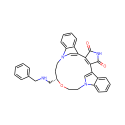 O=C1NC(=O)C2=C1c1cn(c3ccccc13)CCO[C@H](CNCc1ccccc1)CCn1cc2c2ccccc21 ZINC000026579062