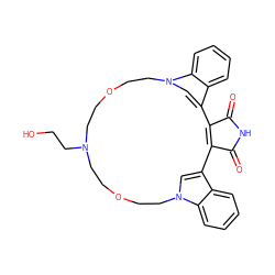 O=C1NC(=O)C2=C1c1cn(c3ccccc13)CCOCCN(CCO)CCOCCn1cc2c2ccccc21 ZINC000013538504