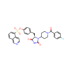 O=C1NC(=O)N(C2CCN(C(=O)c3ccc(F)cc3)CC2)[C@@H]1Cc1ccc(OS(=O)(=O)c2cccc3cnccc23)cc1 ZINC000205331785