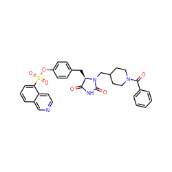 O=C1NC(=O)N(CC2CCN(C(=O)c3ccccc3)CC2)[C@@H]1Cc1ccc(OS(=O)(=O)c2cccc3cnccc23)cc1 ZINC000205343955