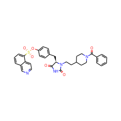 O=C1NC(=O)N(CCC2CCN(C(=O)c3ccccc3)CC2)[C@@H]1Cc1ccc(OS(=O)(=O)c2cccc3cnccc23)cc1 ZINC000205344816