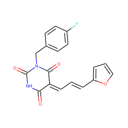 O=C1NC(=O)N(Cc2ccc(F)cc2)C(=O)/C1=C\C=C\c1ccco1 ZINC000013111298