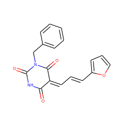 O=C1NC(=O)N(Cc2ccccc2)C(=O)/C1=C\C=C\c1ccco1 ZINC000008994178