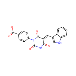 O=C1NC(=O)N(c2ccc(C(=O)O)cc2)C(=O)/C1=C/c1c[nH]c2ccccc12 ZINC000004553160