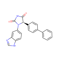 O=C1NC(=O)N(c2ccc3[nH]cnc3c2)[C@@H]1c1ccc(-c2ccccc2)cc1 ZINC000113894395