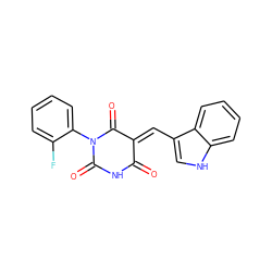 O=C1NC(=O)N(c2ccccc2F)C(=O)/C1=C/c1c[nH]c2ccccc12 ZINC000002868002