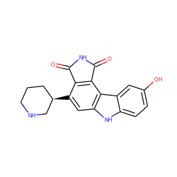 O=C1NC(=O)c2c1c([C@@H]1CCCNC1)cc1[nH]c3ccc(O)cc3c21 ZINC000036161188