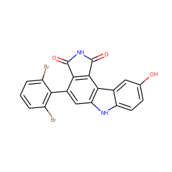 O=C1NC(=O)c2c1c(-c1c(Br)cccc1Br)cc1[nH]c3ccc(O)cc3c21 ZINC000034804185