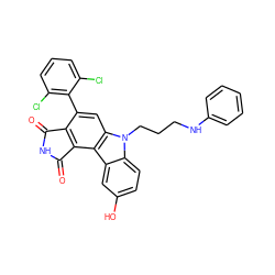 O=C1NC(=O)c2c1c(-c1c(Cl)cccc1Cl)cc1c2c2cc(O)ccc2n1CCCNc1ccccc1 ZINC000042889037