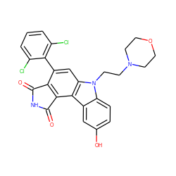 O=C1NC(=O)c2c1c(-c1c(Cl)cccc1Cl)cc1c2c2cc(O)ccc2n1CCN1CCOCC1 ZINC000040423669