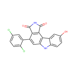 O=C1NC(=O)c2c1c(-c1cc(Cl)ccc1Cl)cc1[nH]c3ccc(O)cc3c21 ZINC000036161269