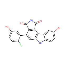 O=C1NC(=O)c2c1c(-c1cc(O)ccc1Cl)cc1[nH]c3ccc(O)cc3c21 ZINC000034096739