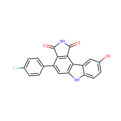 O=C1NC(=O)c2c1c(-c1ccc(F)cc1)cc1[nH]c3ccc(O)cc3c21 ZINC000034804148