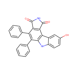 O=C1NC(=O)c2c1c(-c1ccccc1)c(-c1ccccc1)c1[nH]c3ccc(O)cc3c21 ZINC000034804036